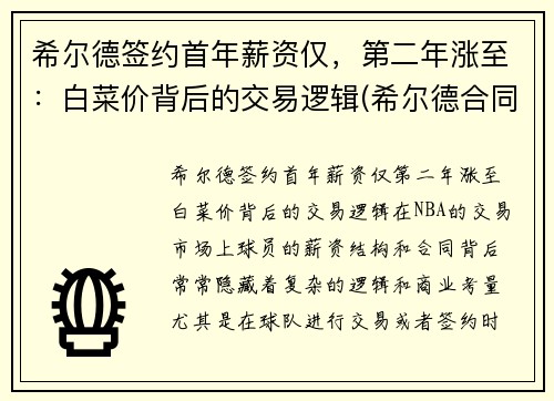 希尔德签约首年薪资仅，第二年涨至：白菜价背后的交易逻辑(希尔德合同)